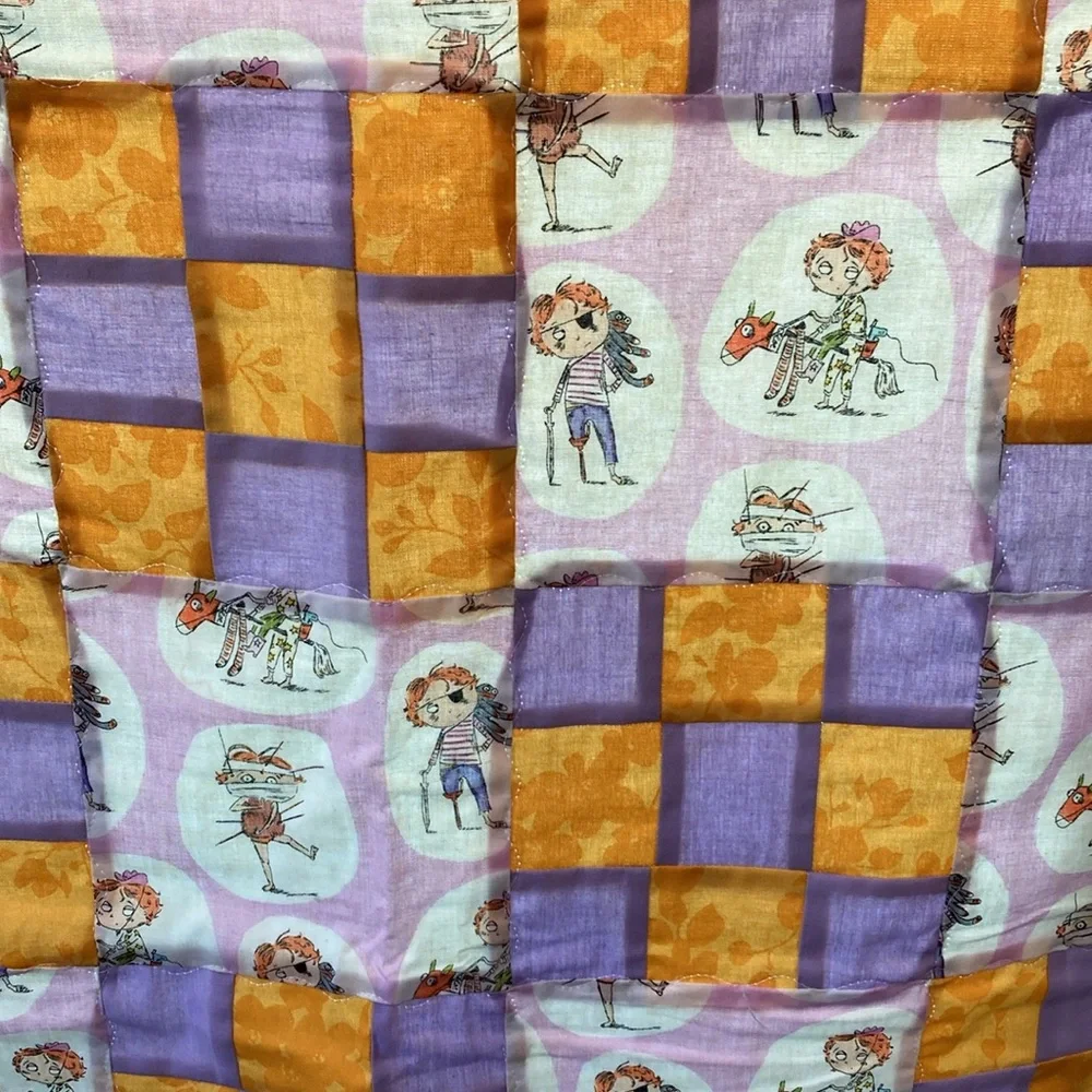 Handmade Kid Playing Pirate Cowboy 9 Patch Crib Quilt